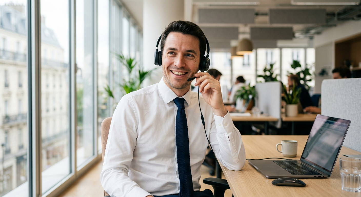 Conseillère au téléphone avec un dirigeant d’entreprise